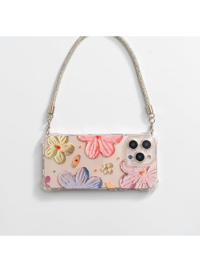 Glitter Phone Wrist Strap, Bling Rhinestone Short Hand Lanyard Bracelet with Keychain & Card Holder, Universal Mobile Phone Chain & Handbag Strap for Women - Image 4