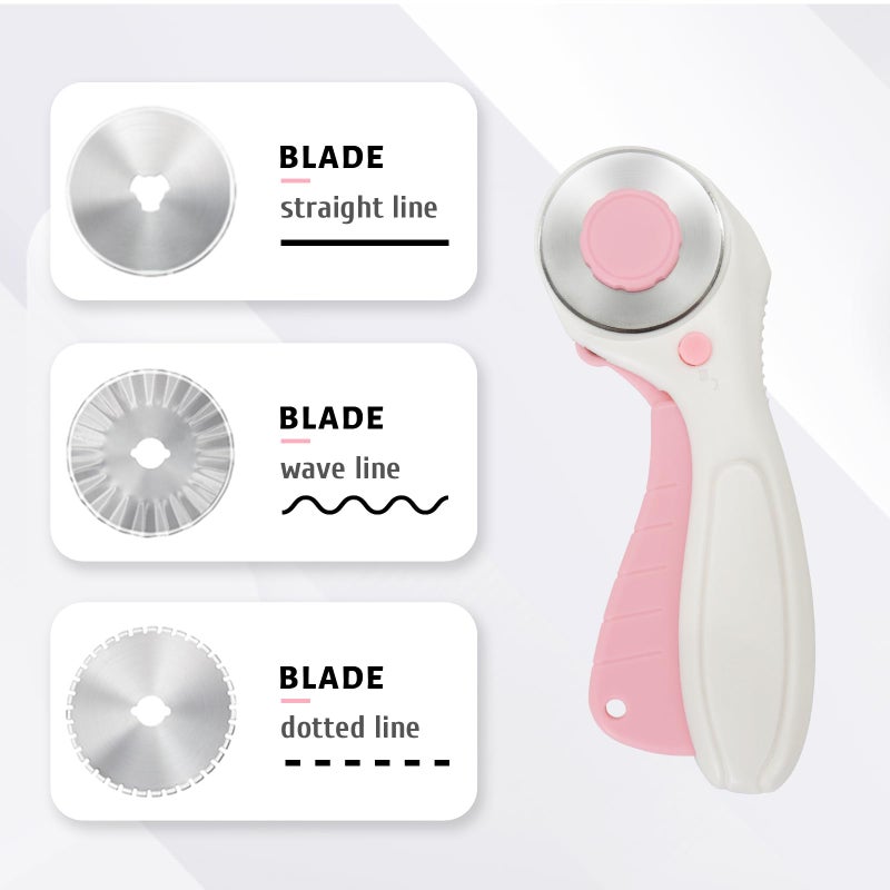 MANUFORE Pink Professional Sewing Scissors Set: Big and Small Scissors, Rotary Cutter with 3pcs Extra Blades for Cutting Fabric - Image 2
