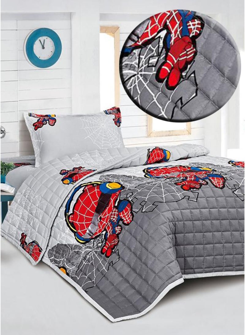 Ming Li Kids' Summer Quilted Bedspread with Square Stitch Design | 3-Piece Set | Comforter 170×220 cm | Fitted Sheet 120×200 cm | Suitable for Everyday Use - Image 3