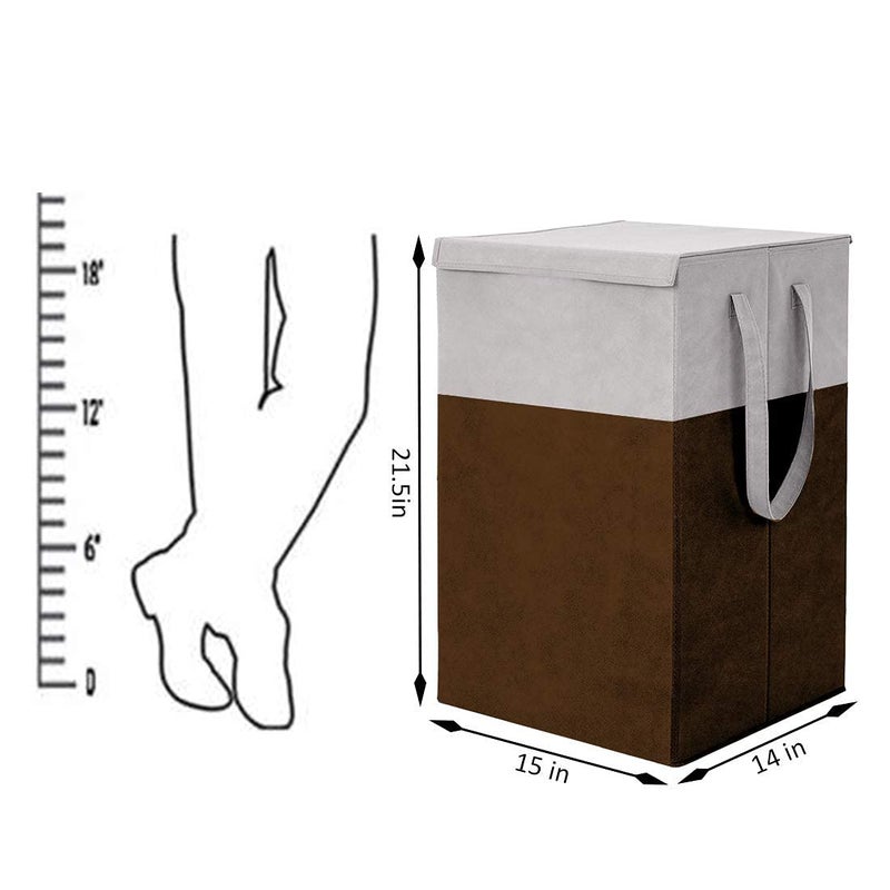 Folding laudry Basket For cloths and toy organiser With LID Handle Baby Toys Organiser 75 LTR Grey and Brown  - Image 2