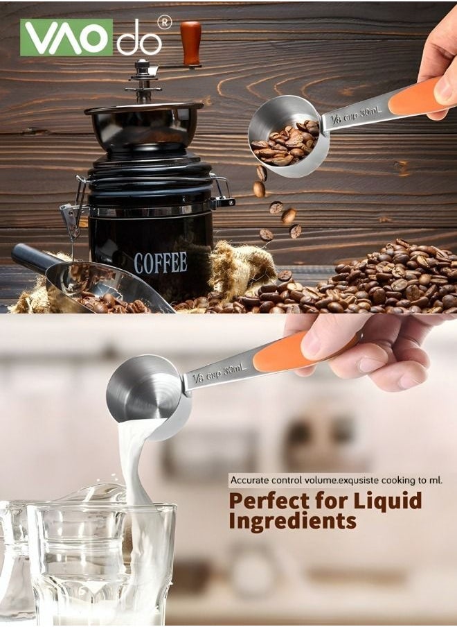 VAOdo - 10 Pieces Measuring Cups and Spoons Set Stackable Stainless Steel Measuring Spoons for Cooking and Baking with Conversion Chart - Image 1