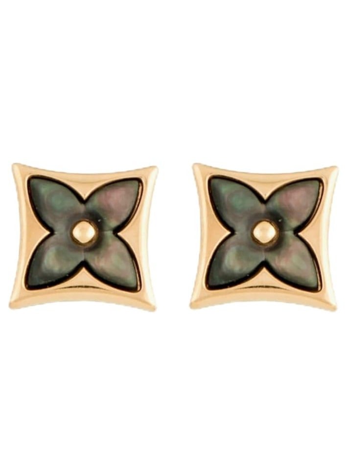 بونكا أقراط نسائية ذهبية مربعة سوداء اللون من بونكا - Image 1