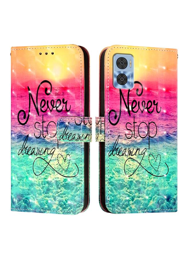 اس-توب جراب لهاتف Motorola Moto E22 / Moto E22i جراب جلدي أفقي قابل للطي بتصميم ثلاثي الأبعاد - Image 2