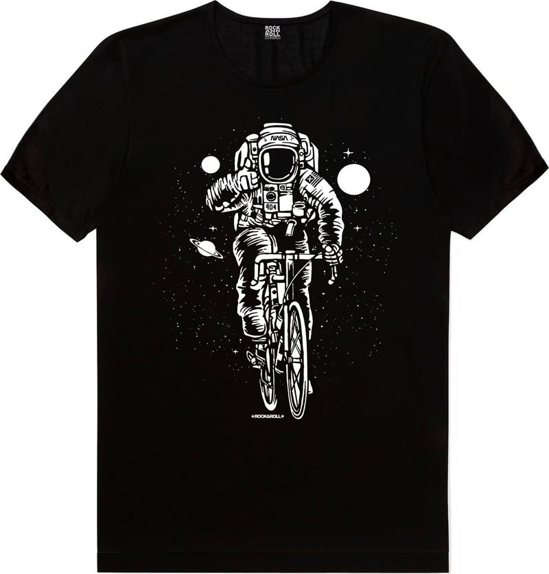 Bicycle Astronaut Black Short Sleeve Men's T-Shirt