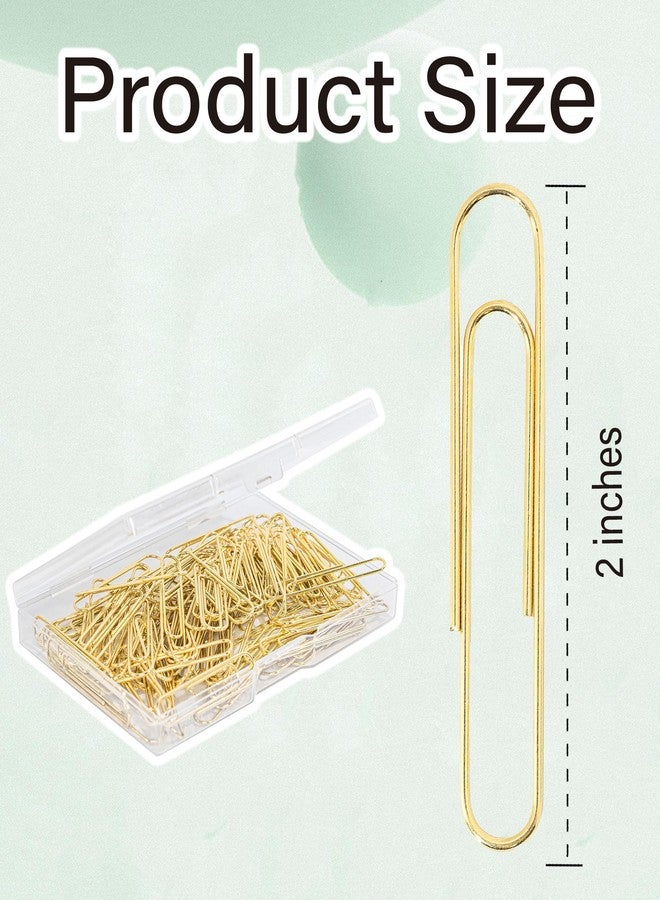 Bflaae Gold Paper Clips,Large Paper Clip 2 Inch Jumbo Paperclips,Smooth Heavy Duty Clips Office Supplies Ideal for Bookmark - Image 2