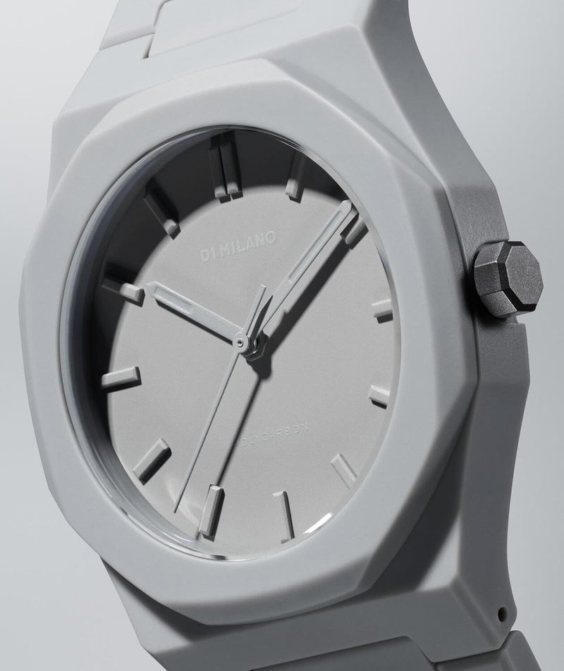 D1 Milano Polycarbon Unisex Luxury Watch, Polycarbonate Quartz Movement, Polycarbonate Strap, 50M Water Resistant Timepiece, Grey Dial, 2 Years Warranty - PCBU03 - Image 5