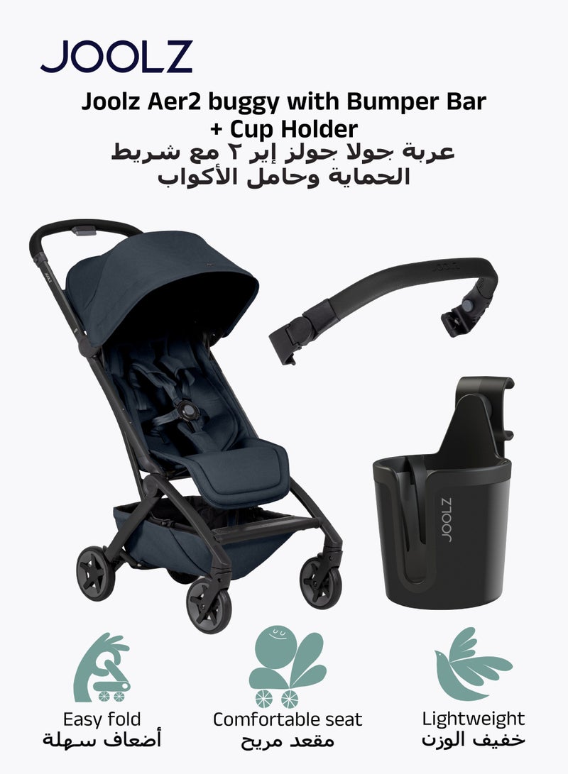 JOOLZ Lightweight Aer2 Baby Stroller with Bumper Bar & Cup Holder | Easy Fold One-Hand | Newborn to Toddler Travel Buggy | Comfortable Reclining Seat | 83Ã—45Ã—105 CM - Image 1