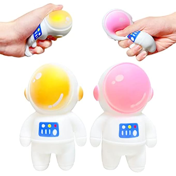 Kawaite Squishy Stress Balls for Kids and Adults (2 Pack) Astronauts Dough Ball Fidget Toys - Gold and Pink Suqeeze Ball Squishy Toys, Sensory Squish Ball, Ideal for Autism, ADHD, Teens Anxiety - Image 1