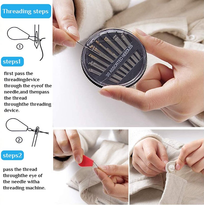 HASTHIP® Sewing Kit 126pcs Needle and Thread Kit 30 Large Cotton Thread Bobbins PU Case for Women Suitable for Home Travel and Emergency Use - Image 5
