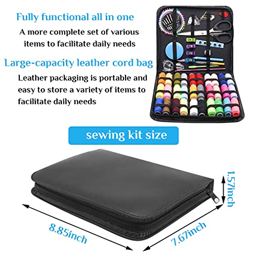 HASTHIP® Sewing Kit 126pcs Needle and Thread Kit 30 Large Cotton Thread Bobbins PU Case for Women Suitable for Home Travel and Emergency Use - Image 3