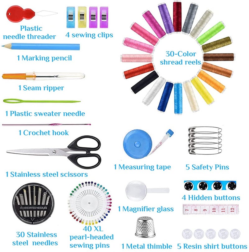 HASTHIP® Sewing Kit 126pcs Needle and Thread Kit 30 Large Cotton Thread Bobbins PU Case for Women Suitable for Home Travel and Emergency Use - Image 2