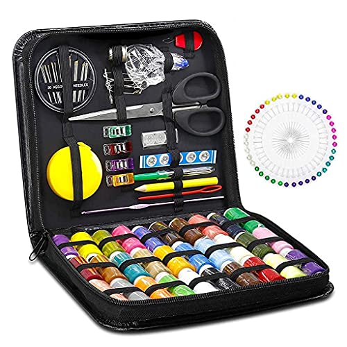 HASTHIP® Sewing Kit 126pcs Needle and Thread Kit 30 Large Cotton Thread Bobbins PU Case for Women Suitable for Home Travel and Emergency Use - Image 1