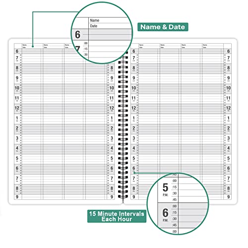 Poluma Appointment Book – Undated Salon Appointment Book, Daily＆Hourly Schedule Book with 200 Pages, 6 AM - 9 PM, 15 Minute Intervals Day Planner, 7.8’’ x 11.5’’, 4 Column, Twin-Wire Binding, Hardcover - Image 4