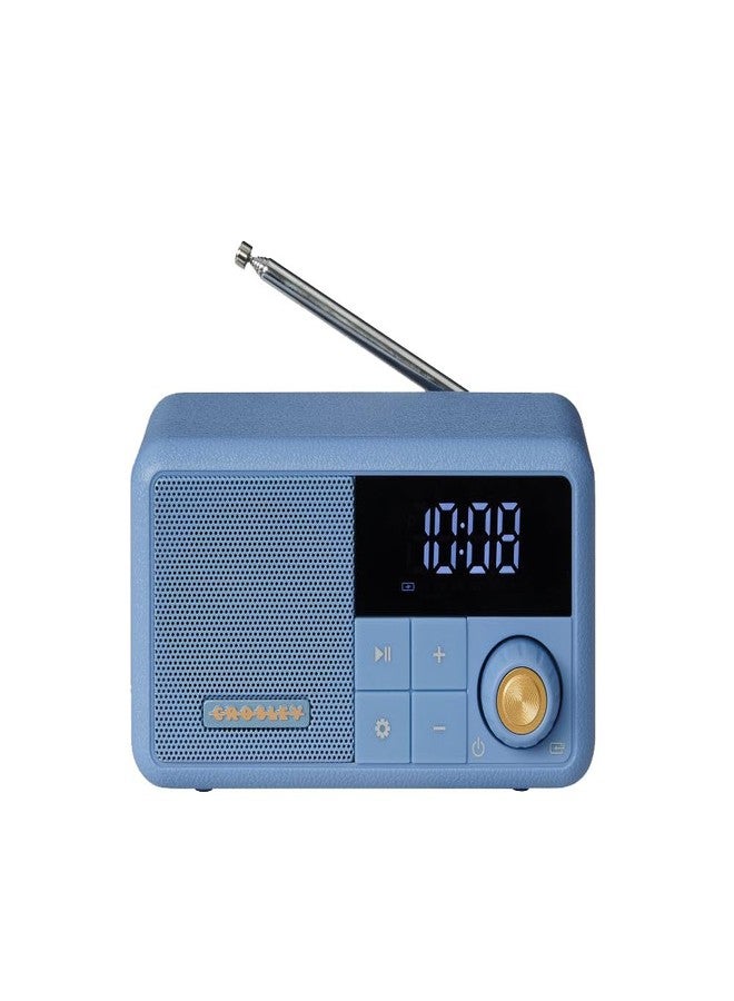 كروسلي راديو كروسلي CR1121A-EB كوبر ريترو AM/FM، مكبر صوت بلوتوث محمول مع مدخل AUX وشاشة LED، أزرق أساسي - Image 1