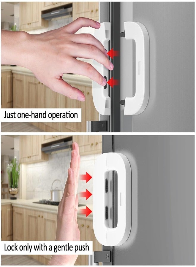 Gladnes Child Safety Refrigerator Door Lock – Self Adhesive Baby Proof Fridge & Freezer Lock for Toddler Kids | One-Hand Auto Lock Cabinet Safety Guard for Cupboard, Wardrobe & Drawer (1 Pcs) - Image 5