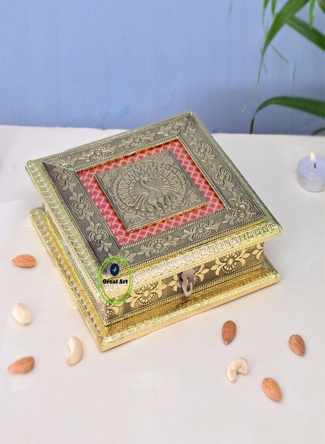 جريت آرت صندوق هدايا خشبي مؤكسد متعدد الاستخدامات، مثالي للفواكه المجففة، بتصميم فني رائع. يتضمن 4 صناديق خشبية أنيقة، مثالية كهدية منزلية، أو هدية زفاف، أو هدية تذكارية. XWB-14 - Image 1