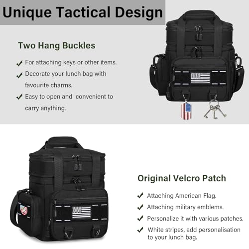 TENKIST Expandable Tactical Lunch Box, Large Insulated Lunch Cooler Bag Heavy Duty Leakproof Lunch Pail for Men Adults Work Office Outdoor Picnic Trips,16L,Black - Image 3