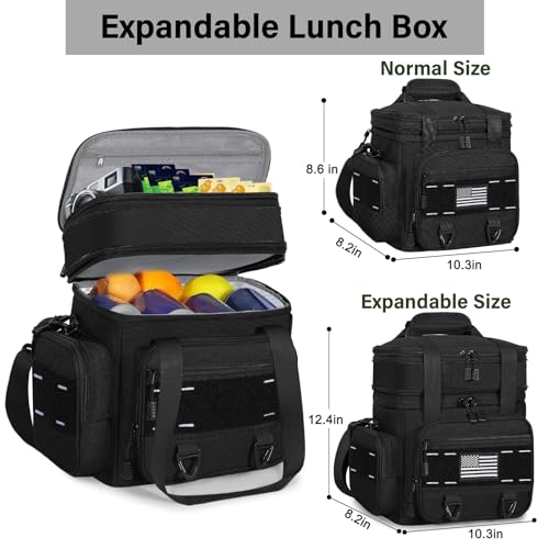 TENKIST Expandable Tactical Lunch Box, Large Insulated Lunch Cooler Bag Heavy Duty Leakproof Lunch Pail for Men Adults Work Office Outdoor Picnic Trips,16L,Black - Image 5
