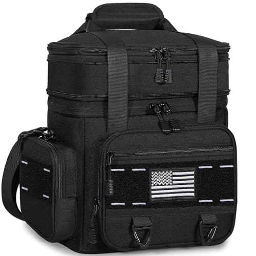 TENKIST Expandable Tactical Lunch Box, Large Insulated Lunch Cooler Bag Heavy Duty Leakproof Lunch Pail for Men Adults Work Office Outdoor Picnic Trips,16L,Black - Image 1
