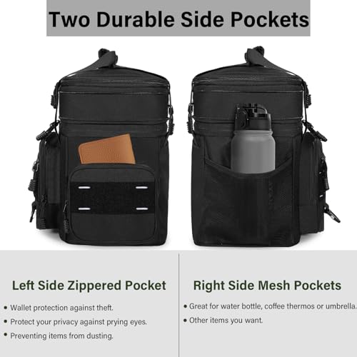 TENKIST Expandable Tactical Lunch Box, Large Insulated Lunch Cooler Bag Heavy Duty Leakproof Lunch Pail for Men Adults Work Office Outdoor Picnic Trips,16L,Black - Image 2