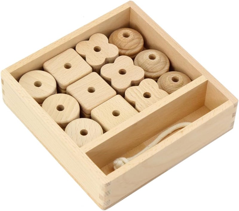 KIDDISON Lacing Bead 27 Large Wooden Beads 1 Lace for Toddler and Kids Montessori Educational Toy Fine Motor Skills 2 Years - Image 5