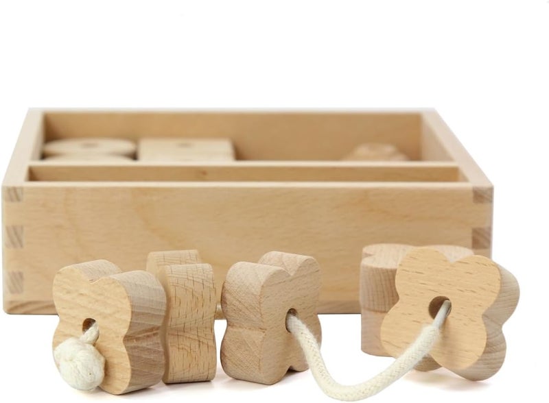 KIDDISON Lacing Bead 27 Large Wooden Beads 1 Lace for Toddler and Kids Montessori Educational Toy Fine Motor Skills 2 Years - Image 3