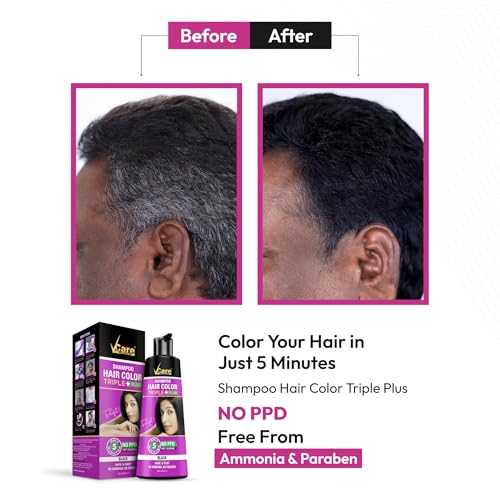 VCare Shampoo Hair Colour Shampoo, Black 180ml for Women and Men | Only 5 Minute Root Hair Dye Coloring Kit | No Parabens, Ammonia And Sulfates | Salon like Hair Color at Home - Image 4