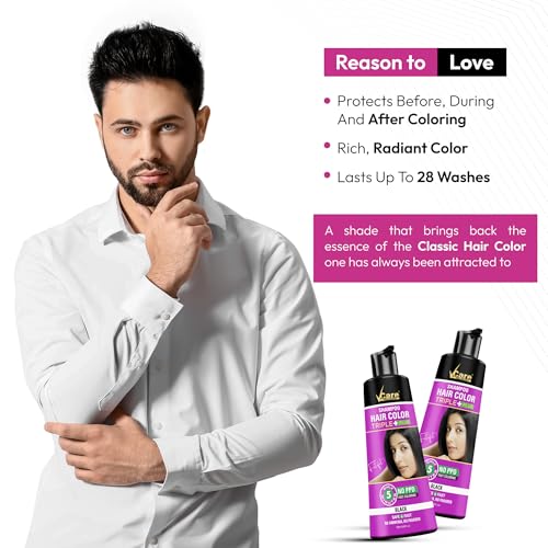 VCare Shampoo Hair Colour Shampoo, Black 180ml for Women and Men | Only 5 Minute Root Hair Dye Coloring Kit | No Parabens, Ammonia And Sulfates | Salon like Hair Color at Home - Image 5