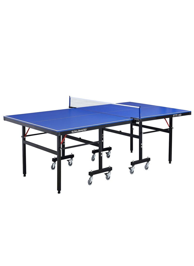 Sparnod Fitness STT-40 Outdoor Table Tennis Table | 14mm SMC Top with UV Protection | Rust-Proof Frame | Solo Playback Mode | Foldable with Oversize Locking Wheels  - Image 1