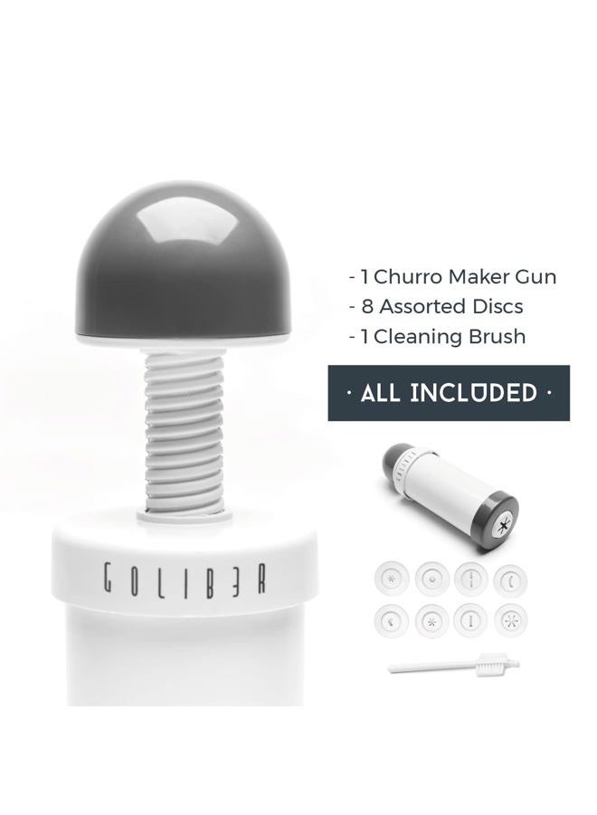 GOLIBER Churro Maker Machine - 8 Different Nozzle for Churros Maker Machine - Churreras Para Churros and Cheese Straw Press - Easy Handle Churro Piping Tip (Gray) - Image 2