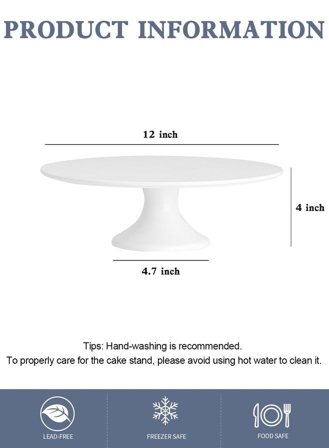 Kanwone 12-Inch Porcelain Round Cake Stand, Cake Plate, Dessert Stand, Cake Stand for Party, Home Decorating Stand, White - Image 2