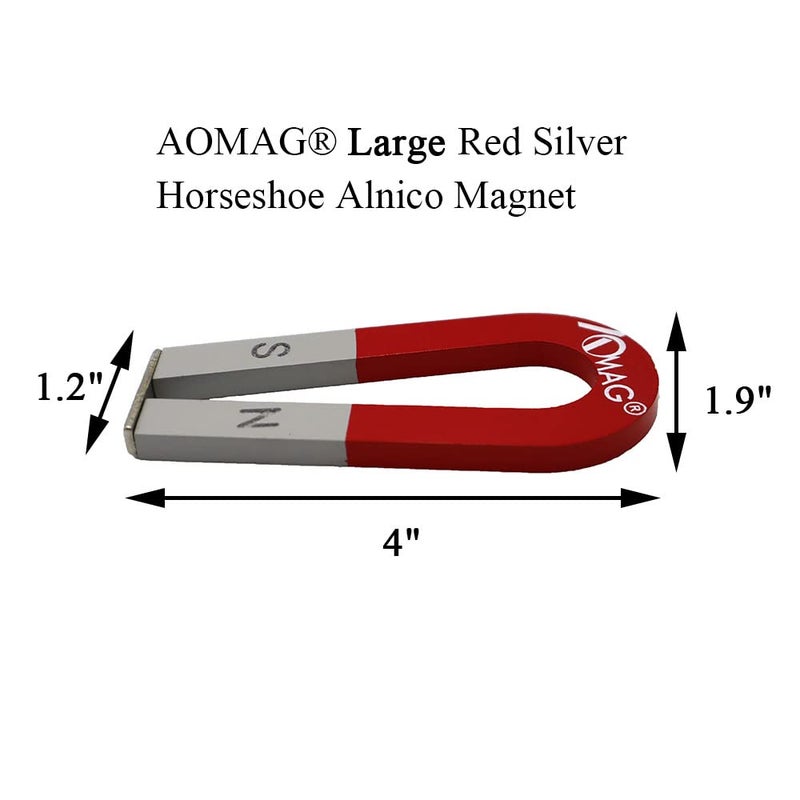 AOMAG ® Large 4" Red Silver Horseshoe Alnico Magnets - Image 2