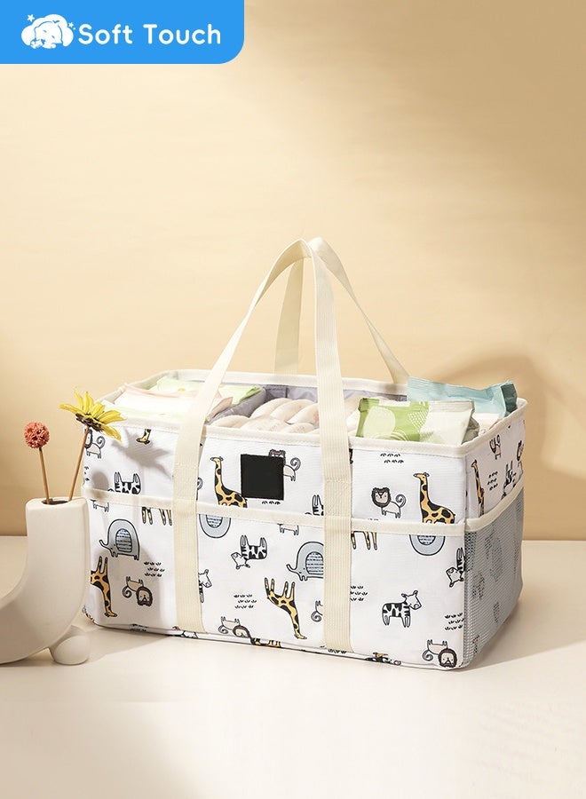 سوفت تاتش منظم حفاضات الأطفال، سلة تخزين محمولة للحفاضات، حقيبة تخزين حفاضات قابلة للطي، سلة استحمام للأطفال حديثي الولادة، منظم تخزين حفاضات مناسب للاستخدام الداخلي والخارجي - Image 1