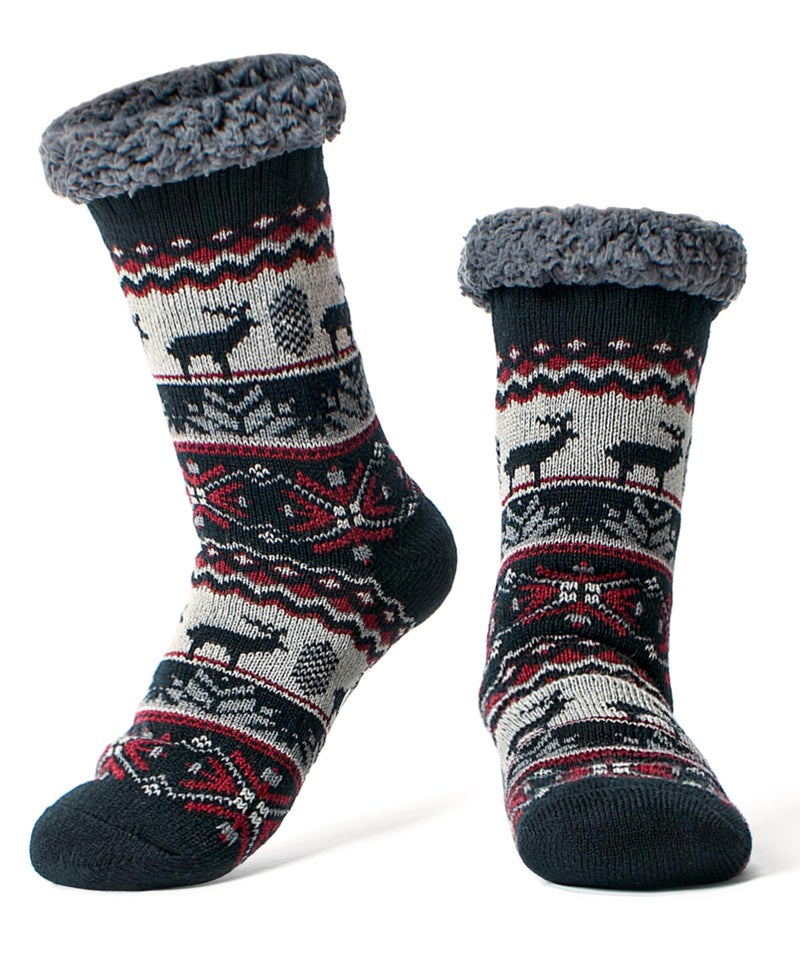 cosyone1997 Men's Warm Slipper Socks with Grips, Winter Thermal Cabin Fuzzy Socks, Size 11-14 - Image 1