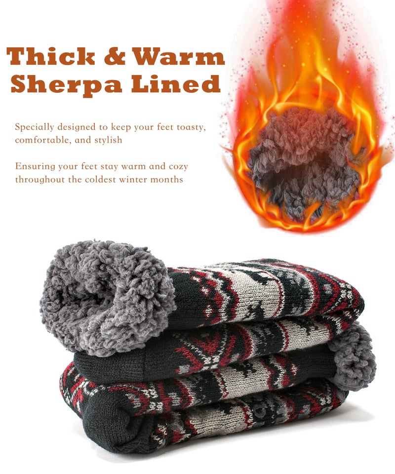 cosyone1997 Men's Warm Slipper Socks with Grips, Winter Thermal Cabin Fuzzy Socks, Size 11-14 - Image 4