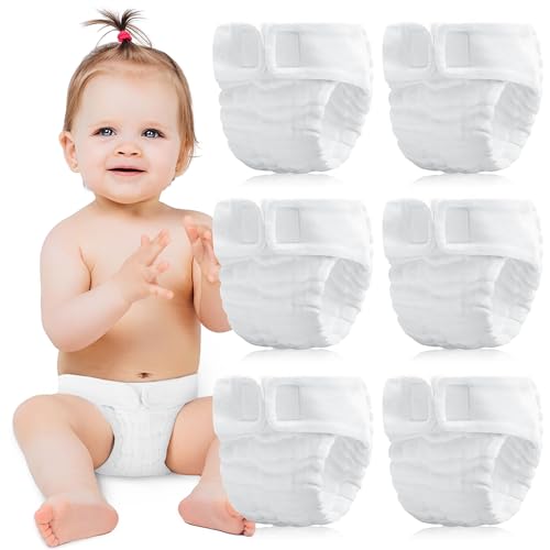 Max Shape 6 Pack Wearable Cotton Cloth Dipper Pants for Baby Girls and Boys,Adjustable Cotton Diaper 13 Layers for Baby 6-12month Wearable Style - Image 1