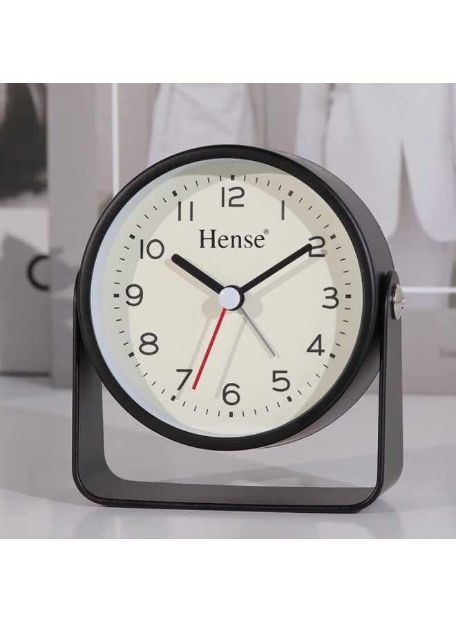 Hense Minimalist Desktop Alarm Clock For Children And Students, Bedroom Bedside Table Clock, Ha52 Black Back-to-school Edition - Image 2