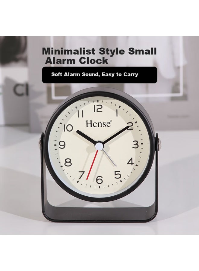 Hense Minimalist Desktop Alarm Clock For Children And Students, Bedroom Bedside Table Clock, Ha52 Black Back-to-school Edition - Image 1