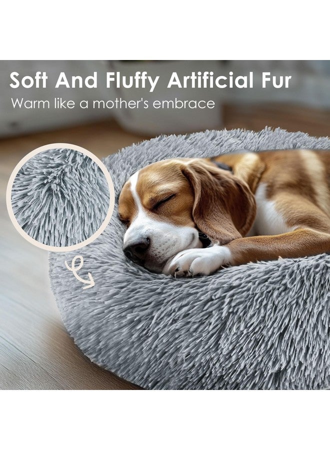 Hoewina Dog & Cat Bed for Indoor Cats, 20in Calming Donut Bed for Puppy and Kitten, Washable Round Fluffy Pet Bed for Small Medium Dogs and Cats (Light Grey) - Image 4