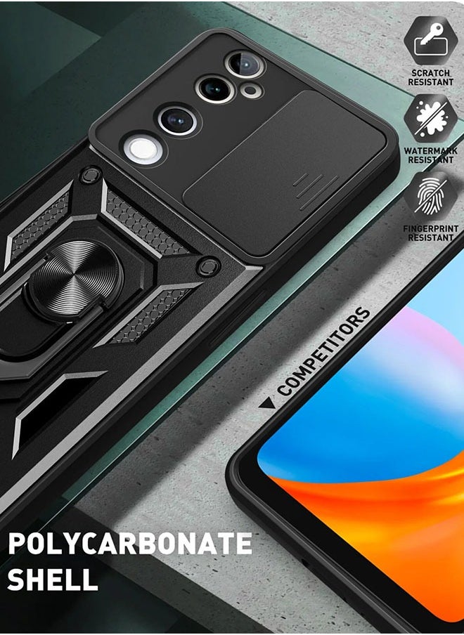 Realfrog - VIVO V40 5G Case Cover Protector Accessories with Camera Len Protection Anti-Scratch Shockproof Anti-Fingerprints Back Cover with 360 Car Mount Magnetic Ring Holder Case Protector - Image 1