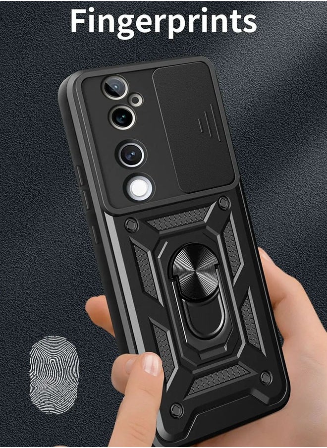 Realfrog - VIVO V40 5G Case Cover Protector Accessories with Camera Len Protection Anti-Scratch Shockproof Anti-Fingerprints Back Cover with 360 Car Mount Magnetic Ring Holder Case Protector - Image 1