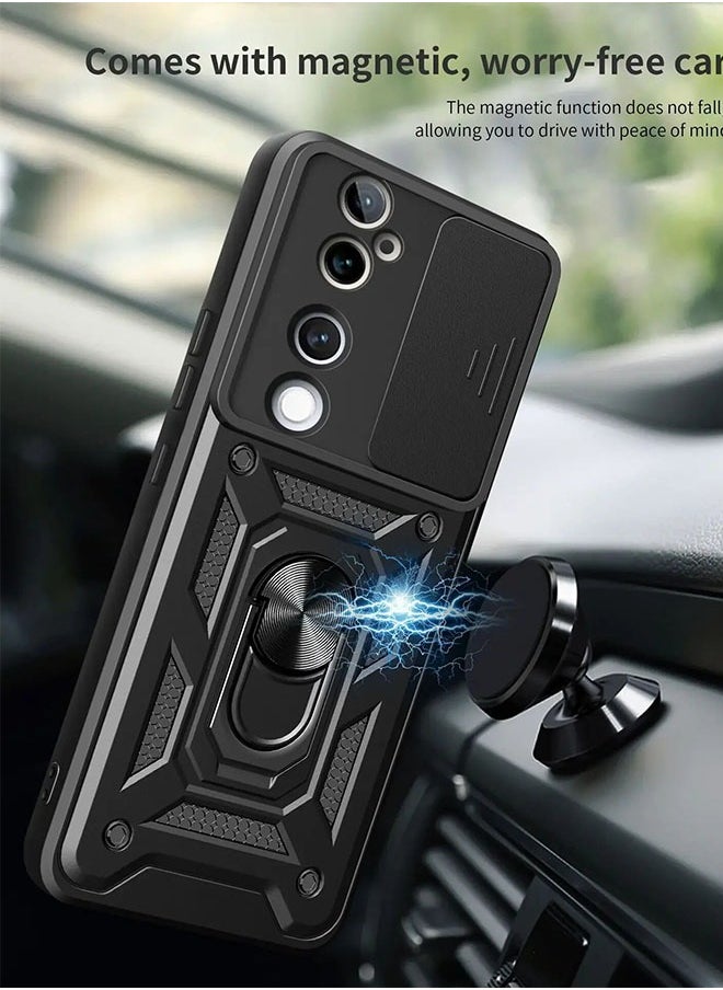 Realfrog - VIVO V40 5G Case Cover Protector Accessories with Camera Len Protection Anti-Scratch Shockproof Anti-Fingerprints Back Cover with 360 Car Mount Magnetic Ring Holder Case Protector - Image 1