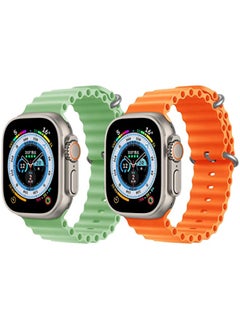 IAF Silicone Ocean Band Strap for Apple Watch 38/40/41mm Mint Green/Orange Set of 2 