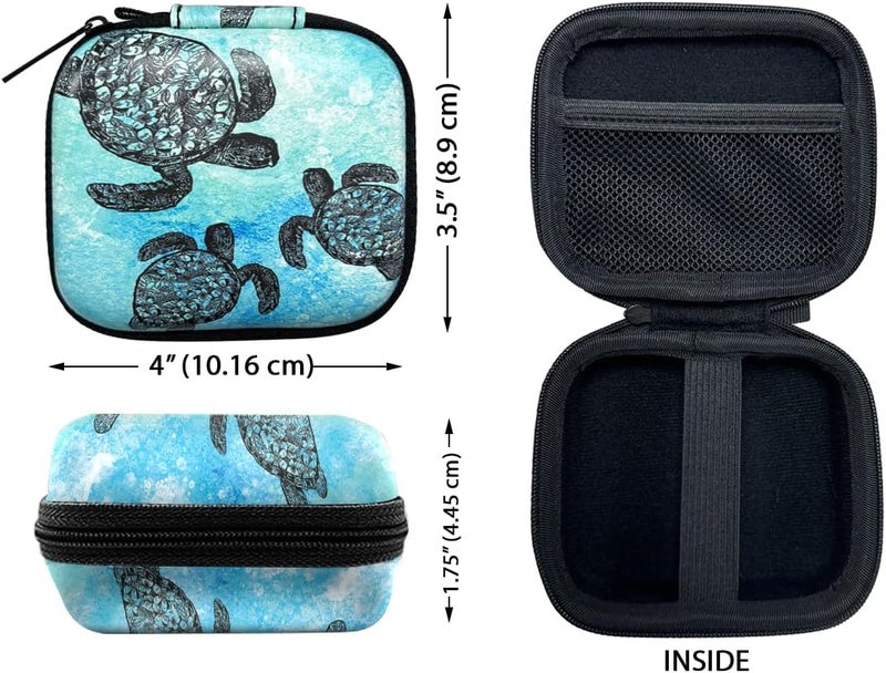 WIRESTER Portable Wireless Headphone Case, Earphone Storage Bag Carrying Case, Earbud Holder with Carabiner Compatible with Raycon Fitness Bluetooth True Wireless Earbuds - Ocean Sea Turtles - Image 3
