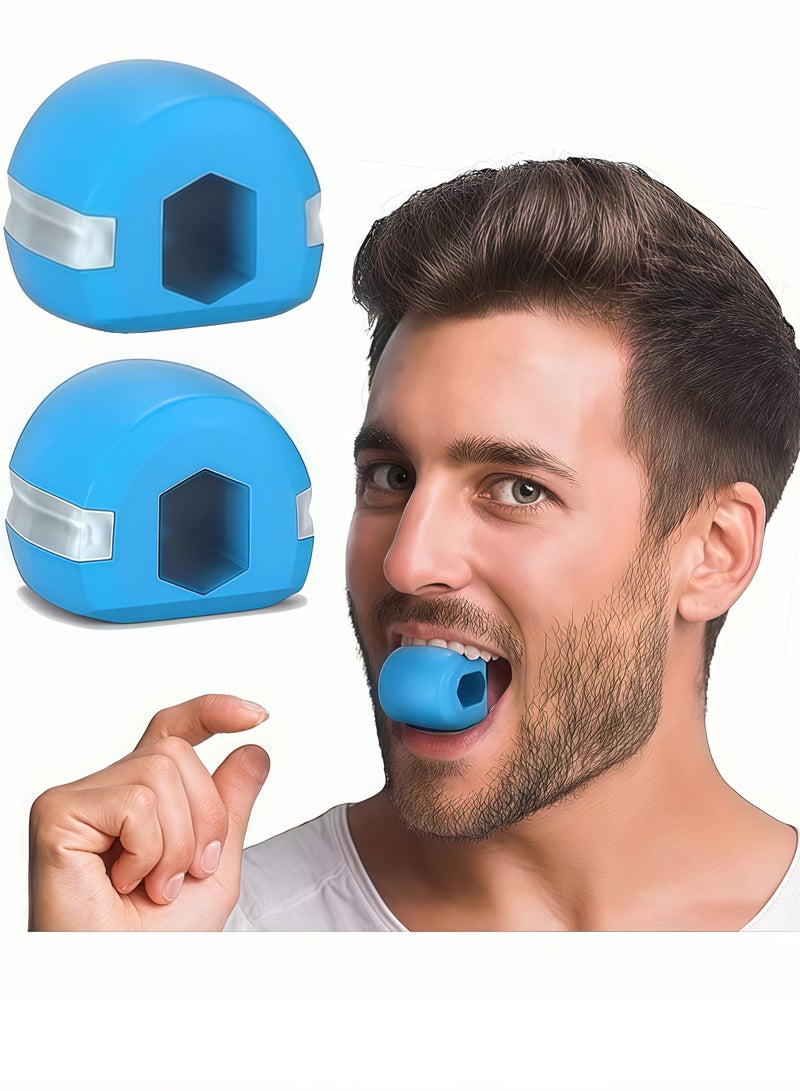 قطعتان من أدوات تمرين خط الفك للرجال والنساء، أداة لتقليل الذقن المزدوجة للنساء، أداة لتقليل دهون الوجه للرجال، أداة لتشكيل خط الفك وتنحيف وتقوية الوجه والرقبة، أدوات تحديد خط الفك للرجال - Image 1