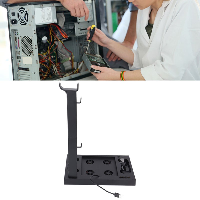 For Xbox Series X Console Cooling Stand Multifunctional Cooling Fan Base with Headset Bracket Battery Adapter - Image 1