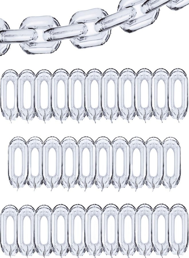 Virtue morals Foil Chain Balloons, Jumbo Balloon Chain for 80s 90s Party Decorations, Hip Hop Party Supplies, Set of 32, 32 Inch, Silver - Image 2