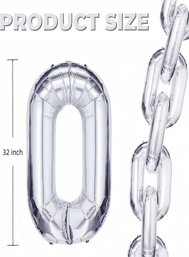 Virtue morals Foil Chain Balloons, Jumbo Balloon Chain for 80s 90s Party Decorations, Hip Hop Party Supplies, Set of 32, 32 Inch, Silver - Image 3