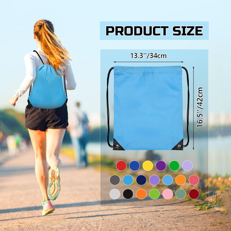 Grneric Drawstring Backpack Bulk 6 PCS, Drawstring Bags String Backpack Cinch Sack Gym Bags for Sport Trip Beach Swimming, 6 Color - Image 2