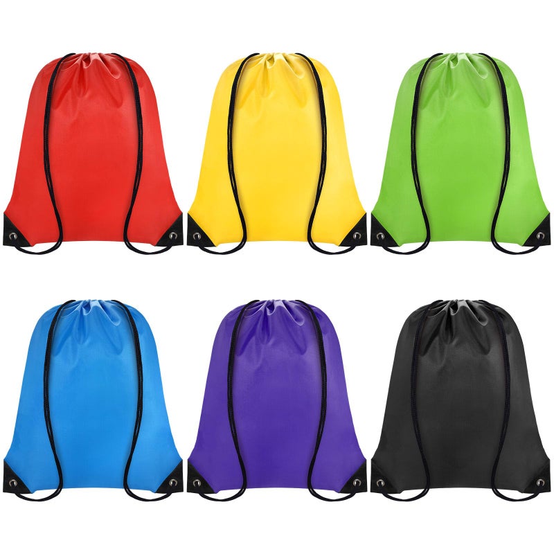 Grneric Drawstring Backpack Bulk 6 PCS, Drawstring Bags String Backpack Cinch Sack Gym Bags for Sport Trip Beach Swimming, 6 Color - Image 1